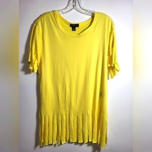 LOVE bright yellow slashed hem tunic women's 1X  #2126